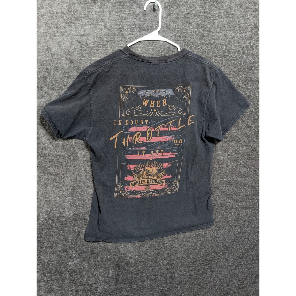 Harley-Davidson Black Gold Allen Texas Throttle It Out Graphic T-Shirt Mens L